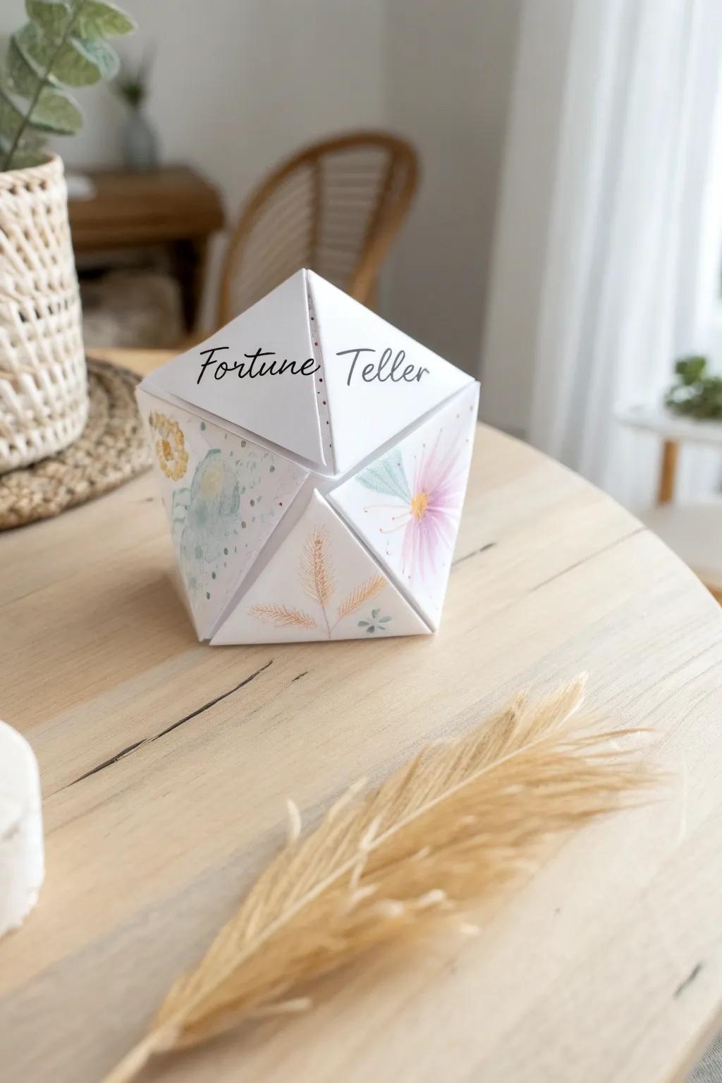 Create your own magic: Personalized paper fortune teller with a touch of Scandinavian Boho style.