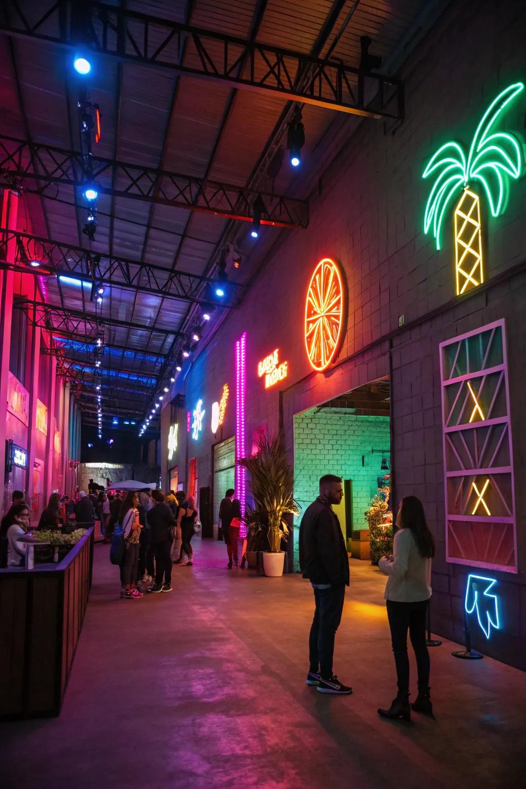 Neon signs add a playful touch to your décor.