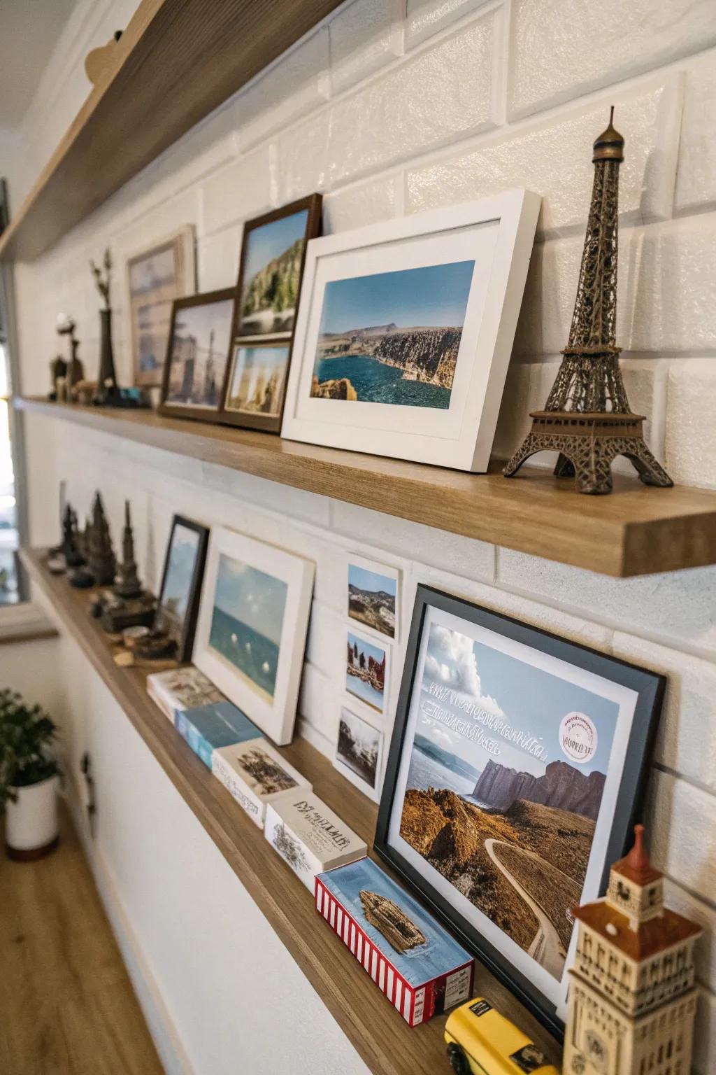 A thematic arrangement on a picture ledge tells a story.