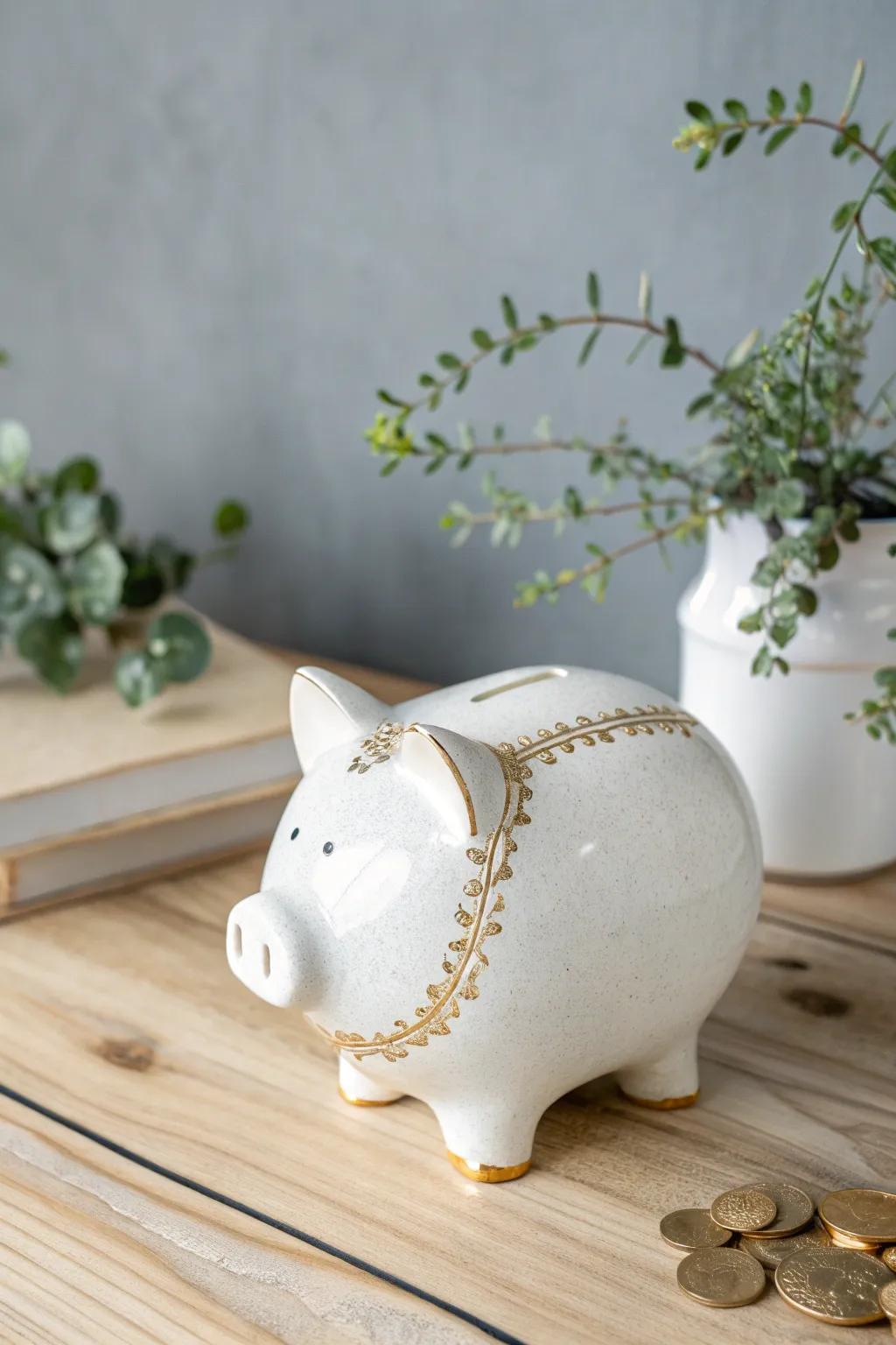 Elegance in simplicity: A touch of gold elevates minimalist charm.