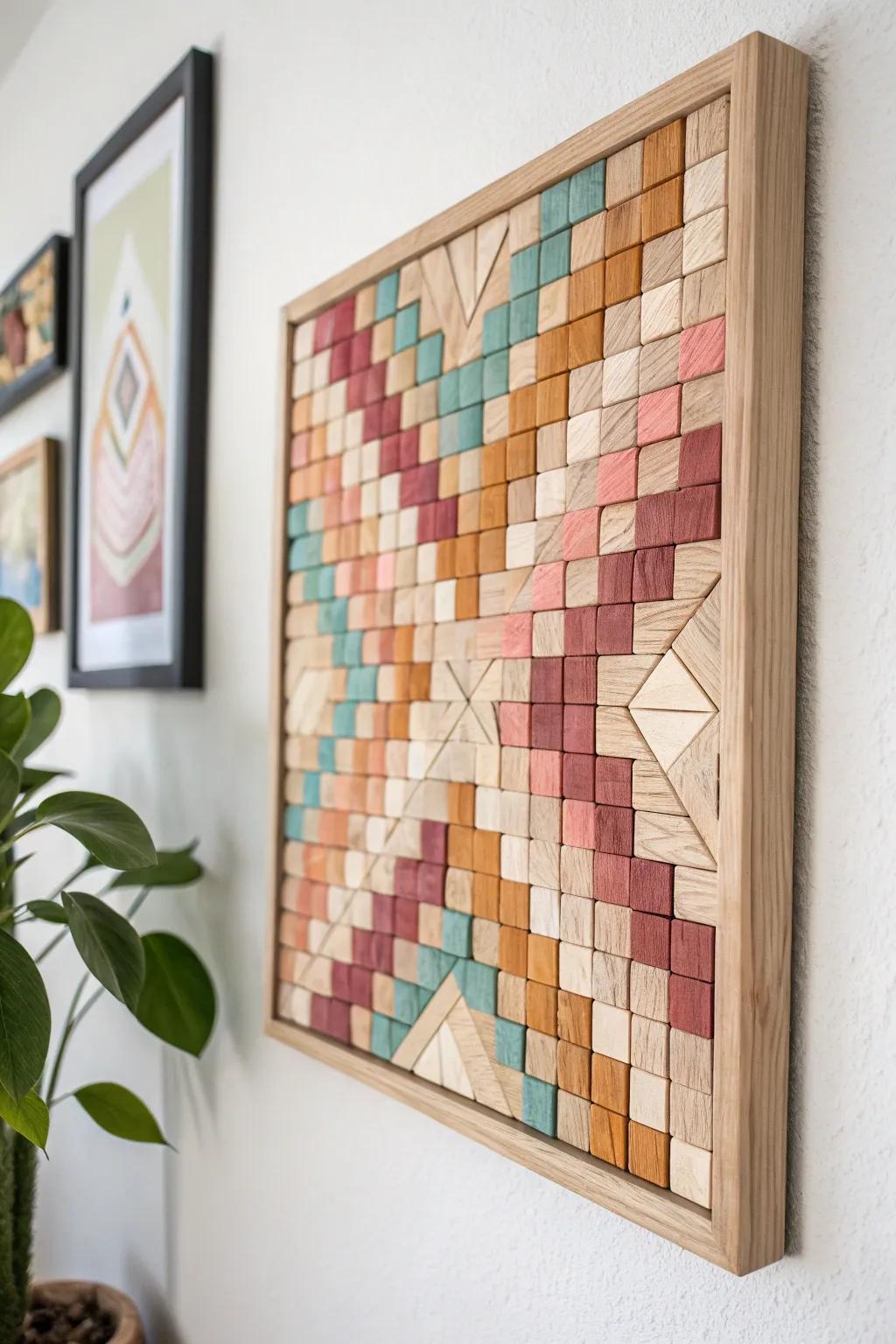 Elevate your space with the charming simplicity and natural beauty of abstract pixel art.