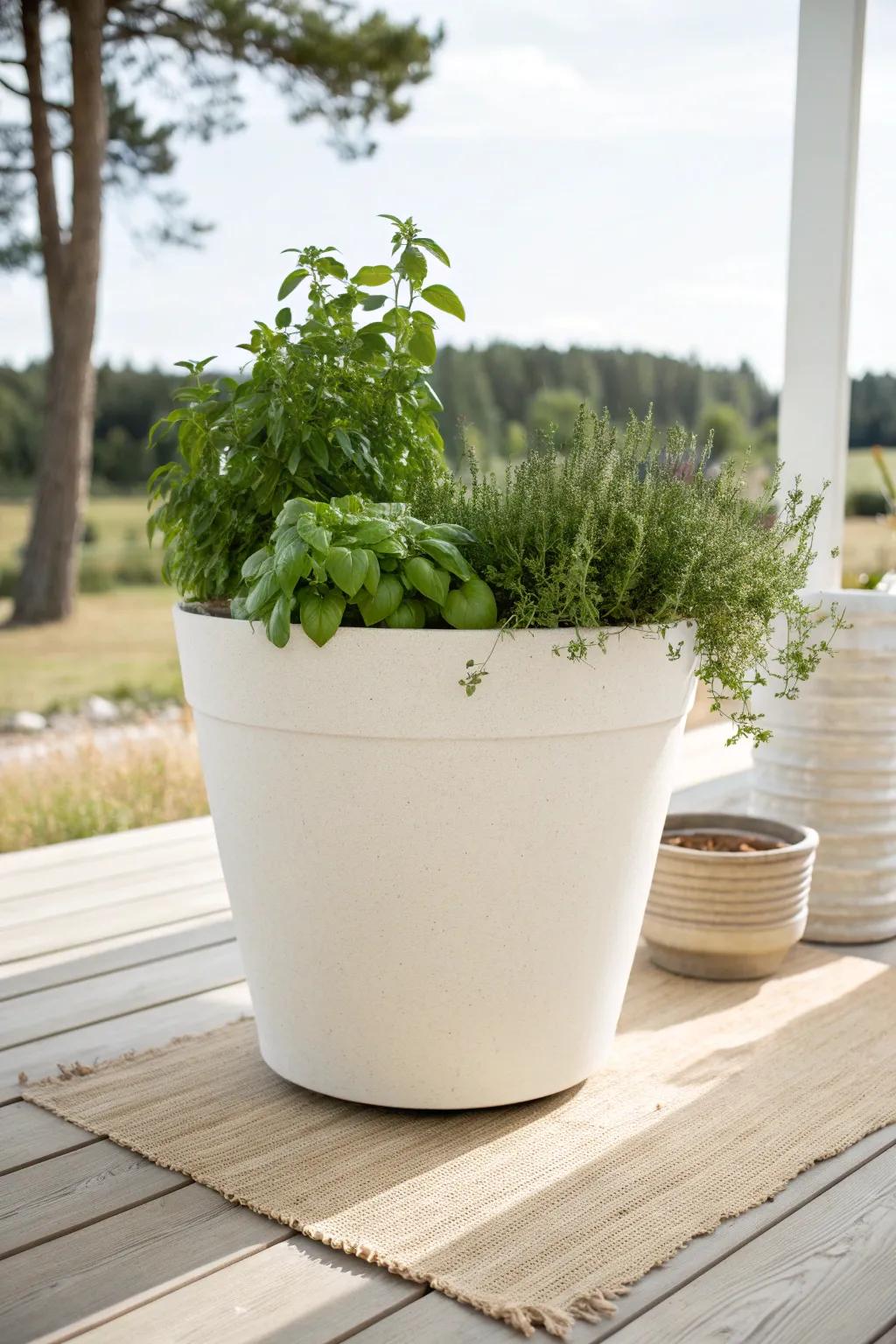 Elevate your space with a touch of Herb Heaven: A minimalist planter that blends craftsmanship with lush greenery.