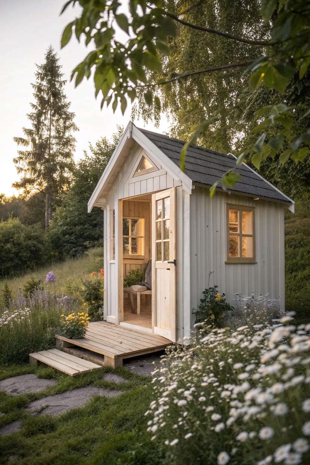 Discover the charm of simplicity with this minimalist shed-style playhouse—your perfect weekend escape.