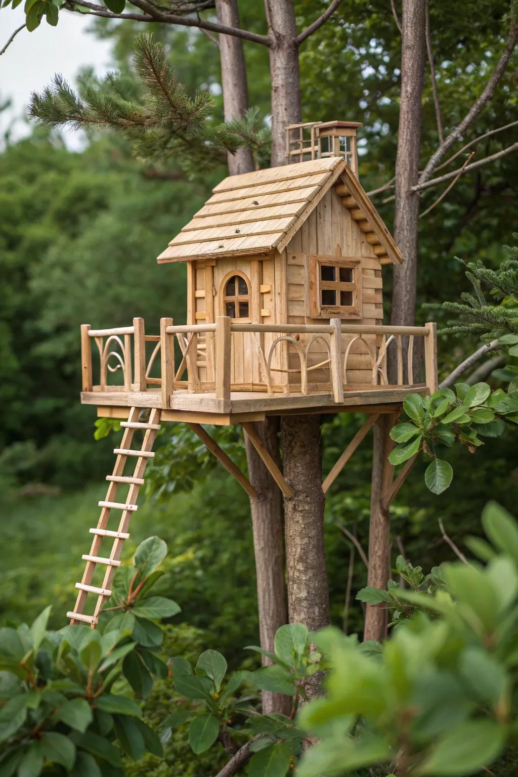 Elevate your DIY landscape with this enchanting popsicle stick treehouse adventure!