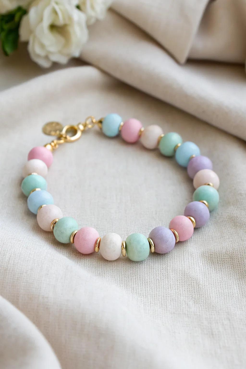 Embrace serenity with this pastel dream clay bead bracelet, a perfect blend of simplicity and elegance.