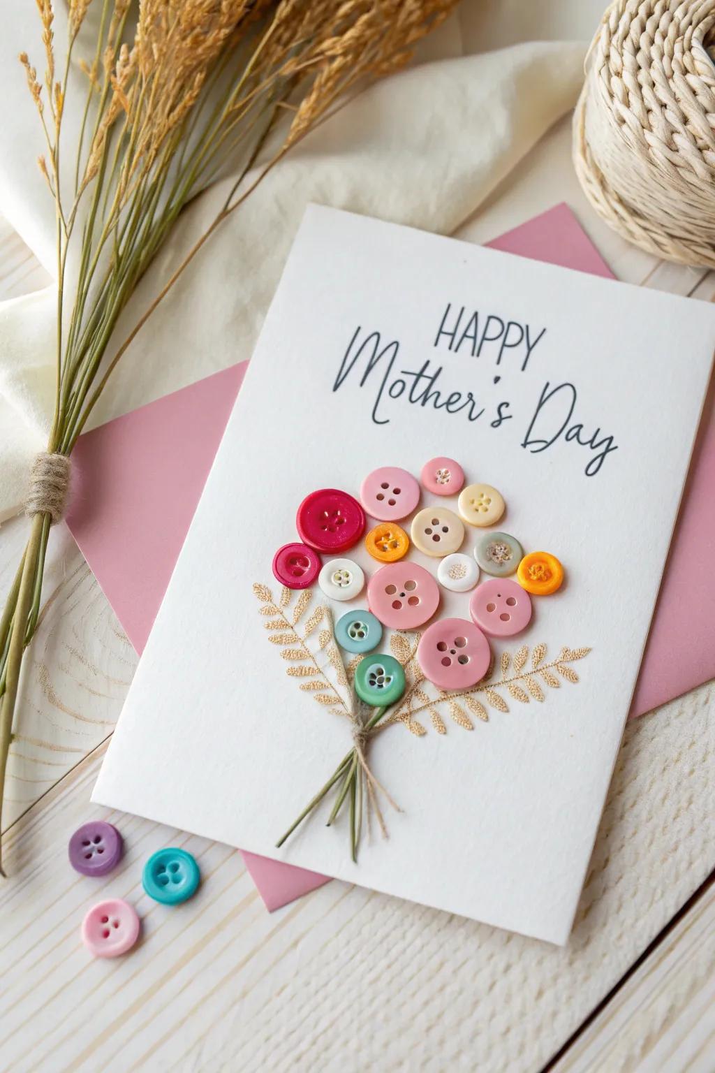 Celebrate Mother's Day with a touch of crafty elegance – button flower art cards that charm with simplicity and color.