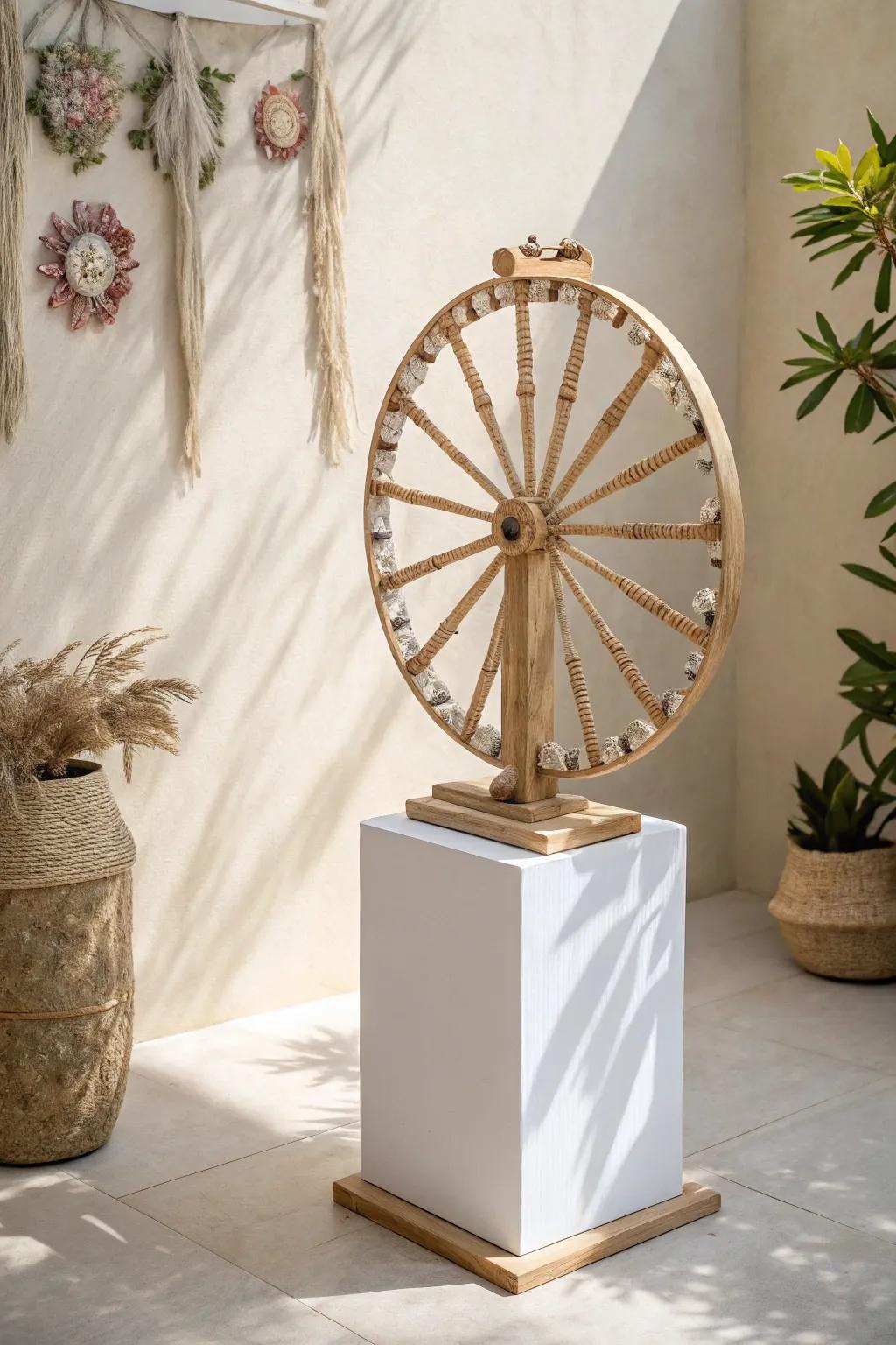 Spin to win! This stunning prize wheel adds a touch of elegance and excitement to any event. #InteractiveFun #ScandiBohoStyle