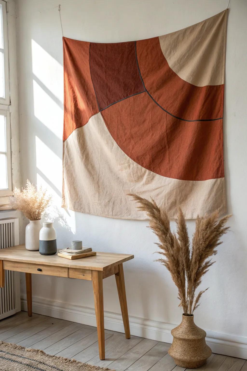 Elevate your space with minimalist fabric wall art. A blend of Scandinavian simplicity and boho charm.