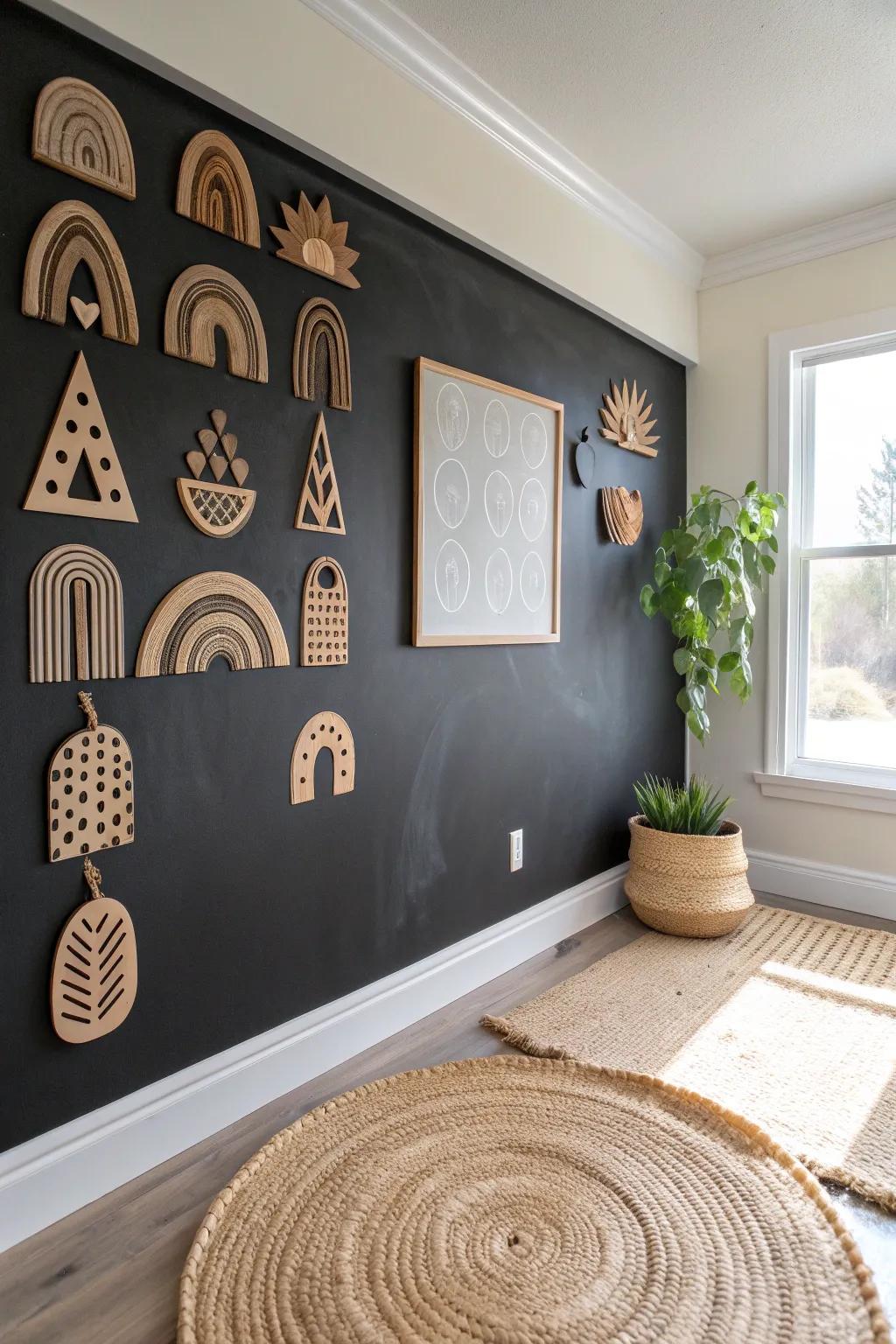Unleash creativity with an artistic sensory wall, blending minimalist elegance with boho charm. 🎨✨