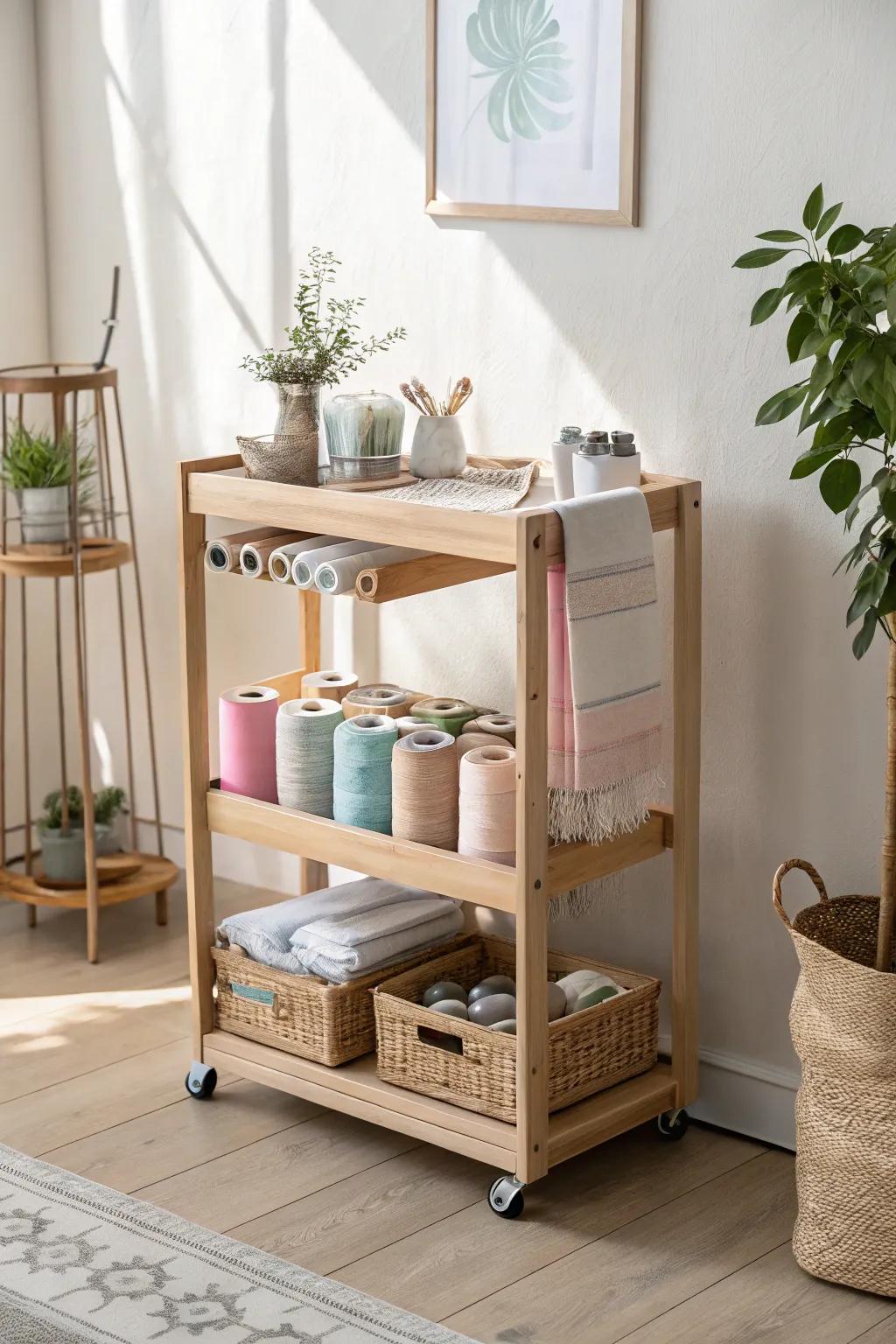 Elevate your sewing space with a chic and mobile solution: the perfect blend of Scandinavian simplicity and boho charm.