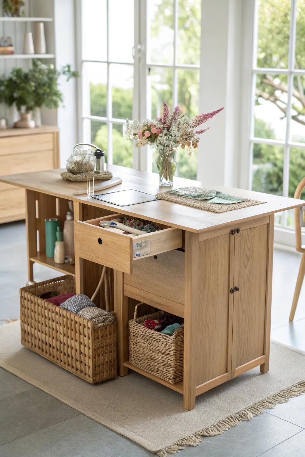 Transform your creative space with a convertible sewing table that combines beauty and versatility.