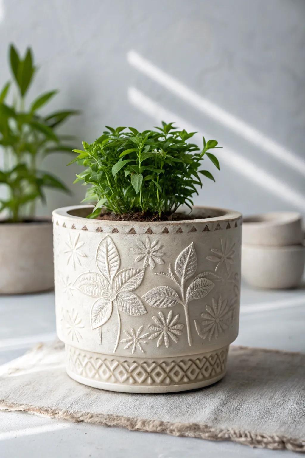 Elevate your green space with the timeless elegance of sgraffito planters.