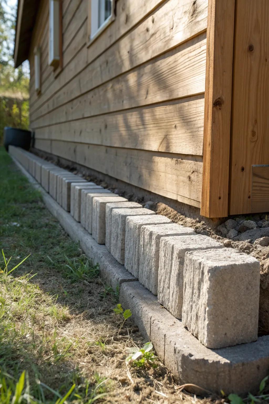 Unyielding Elegance: Concrete block skirting that blends durability with rustic charm.