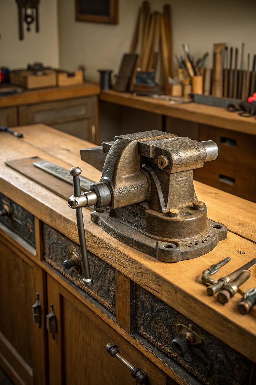 Master Your Craft: A Vintage Vise for Precision and Stability in Every Project.