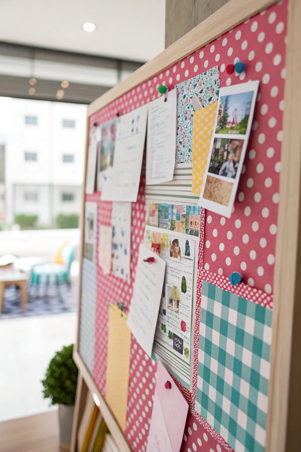 Cozy plaid and polka dot patterns create a welcoming atmosphere.
