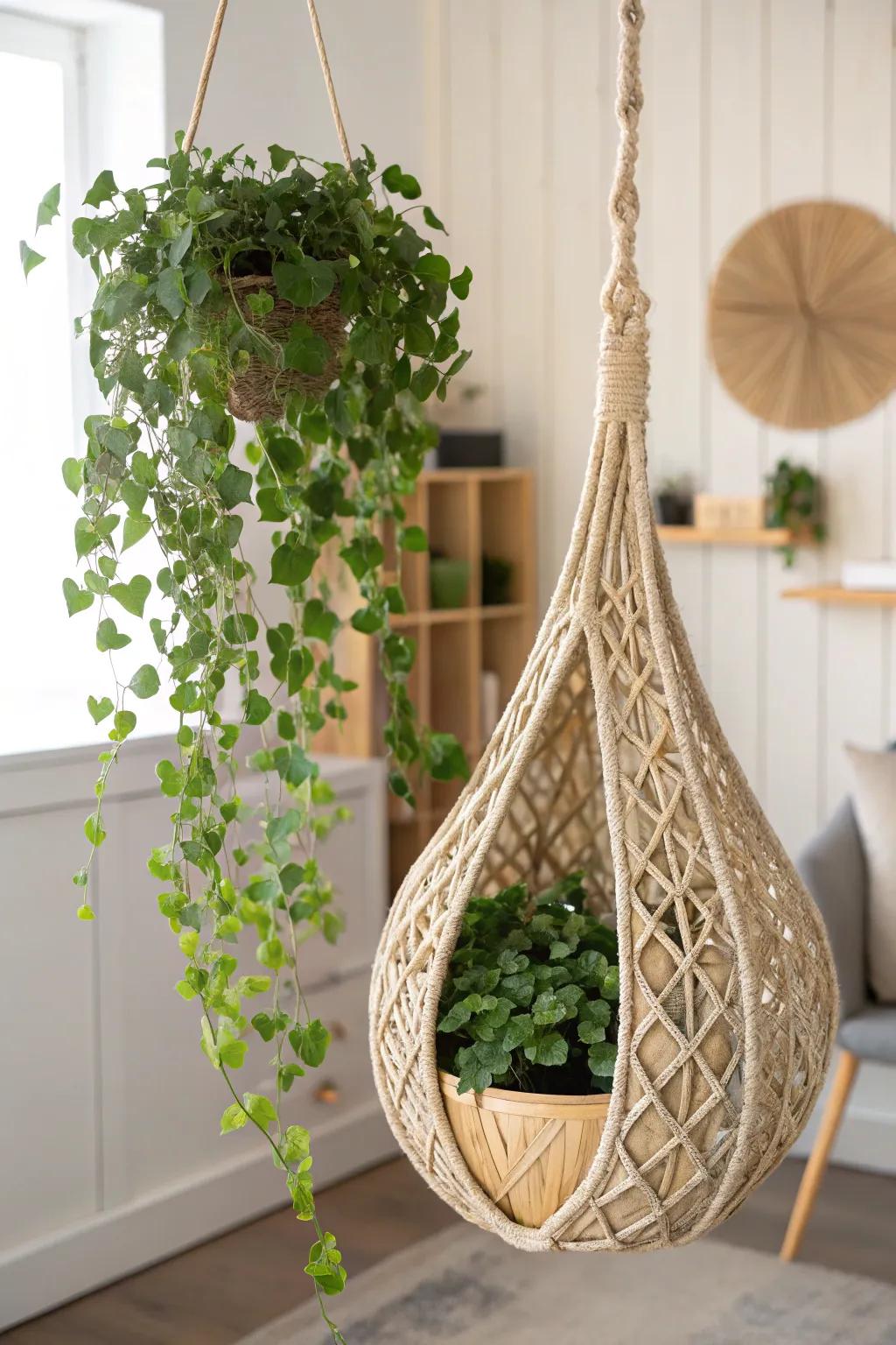 Add a touch of whimsy to your space with this handcrafted soft plant holder.