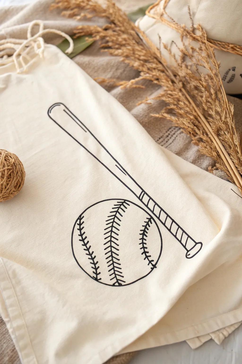 Embrace simplicity with a touch of elegance: Minimalist softball art for your wardrobe.