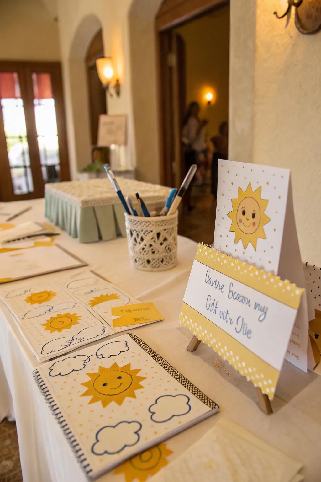 A thoughtful station for guests to leave their sunshine wishes.