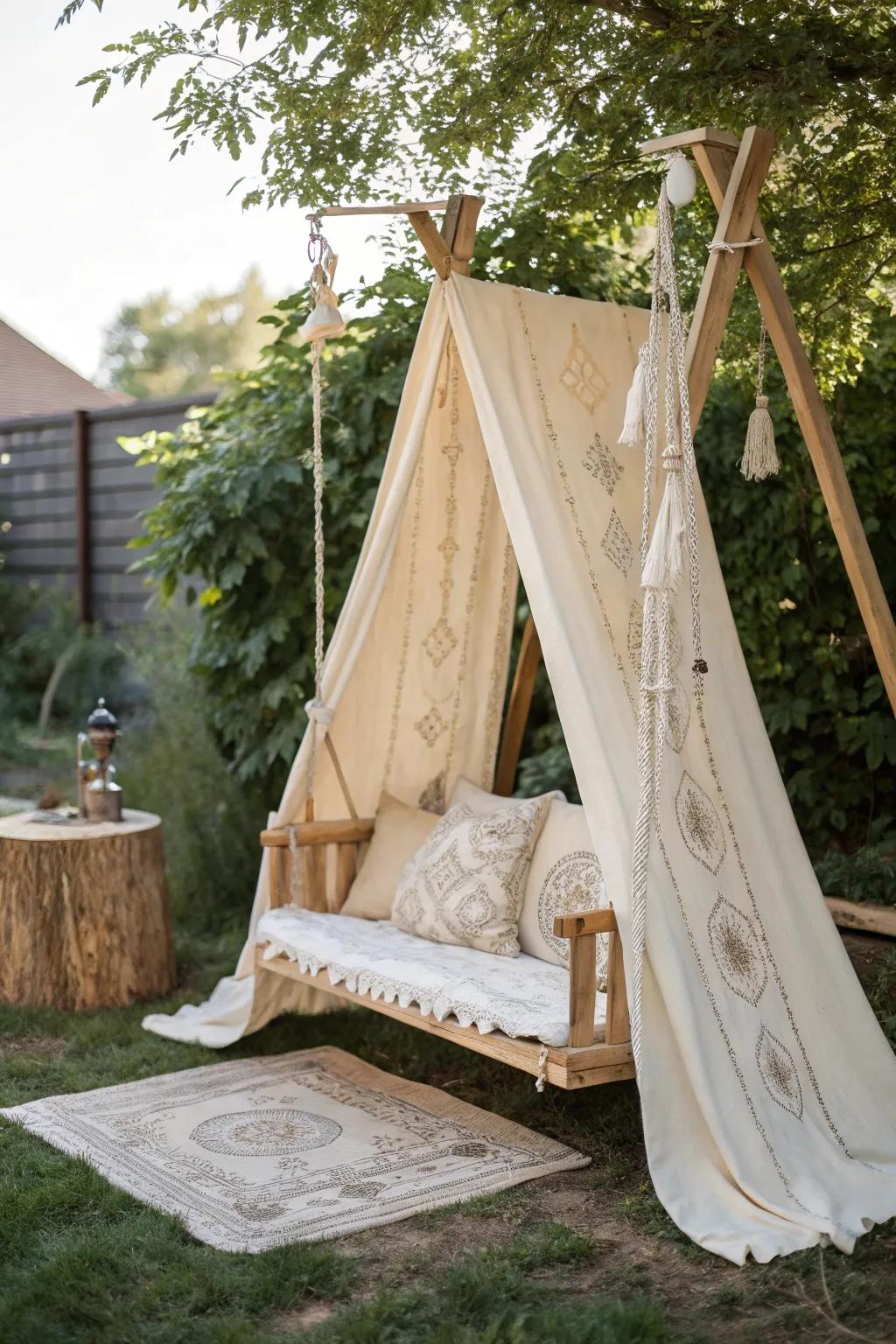 Transform your swing set into a dreamy retreat with a chic, shaded canopy.