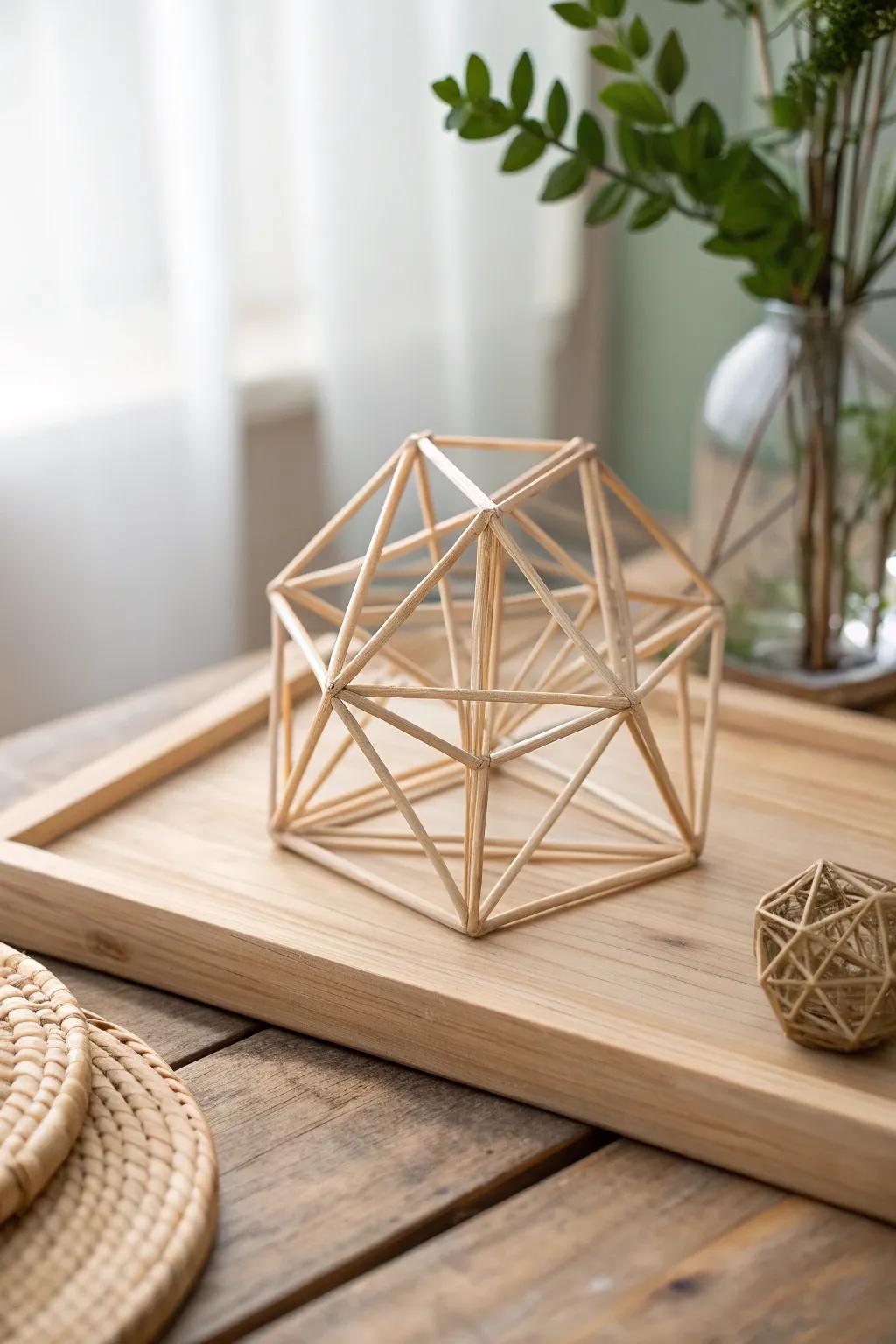 Embrace the art of simplicity with this stunning abstract toothpick sculpture.