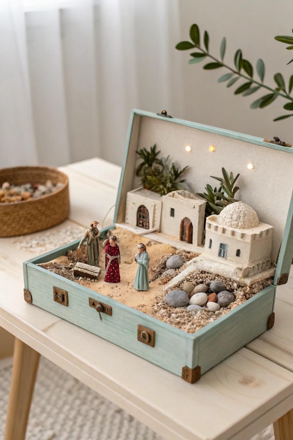 Transform a simple shoebox into a captivating historical diorama with a touch of Scandinavian minimalism and boho elegance.