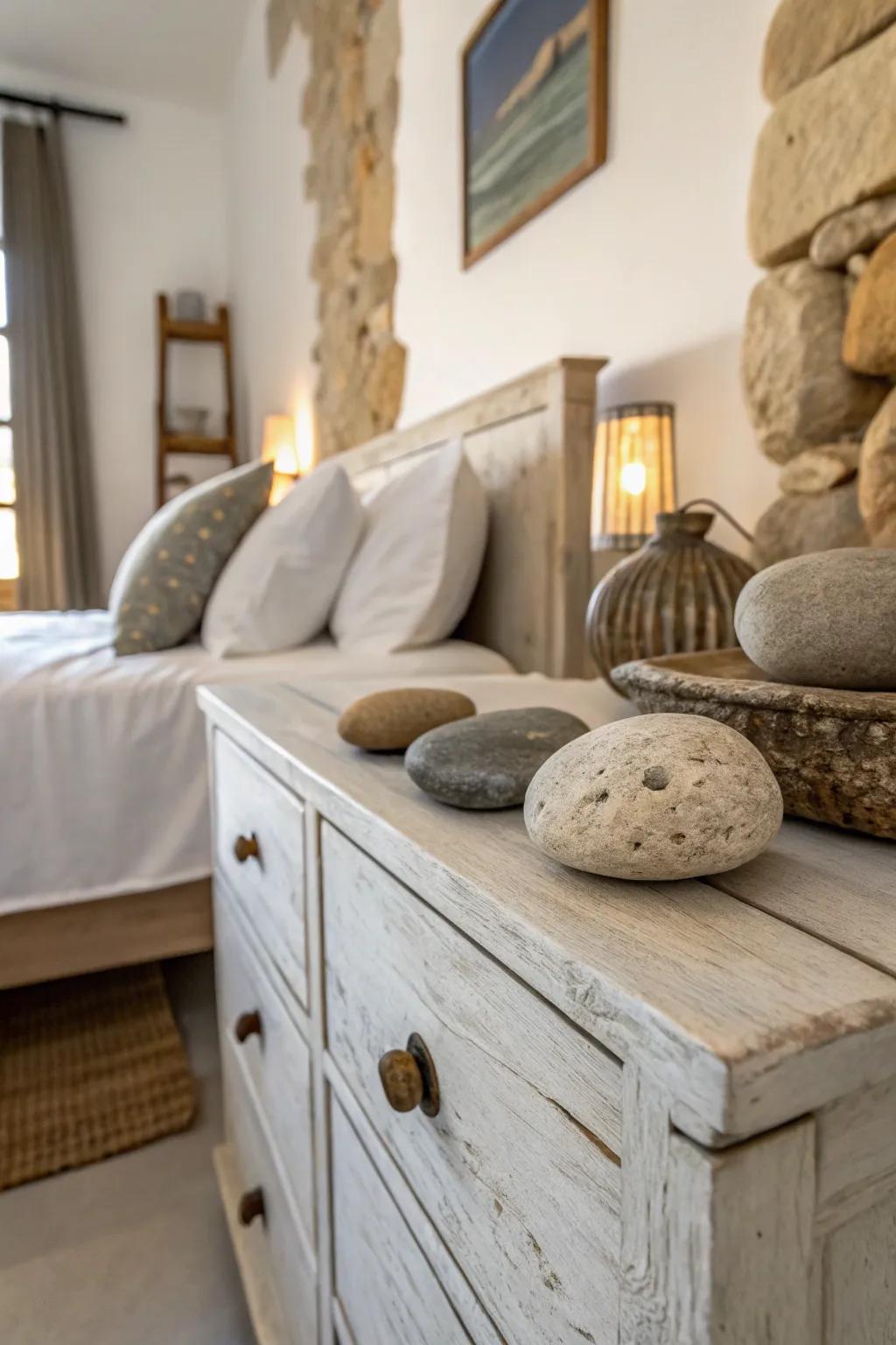 Create tranquility with natural stone pulls.