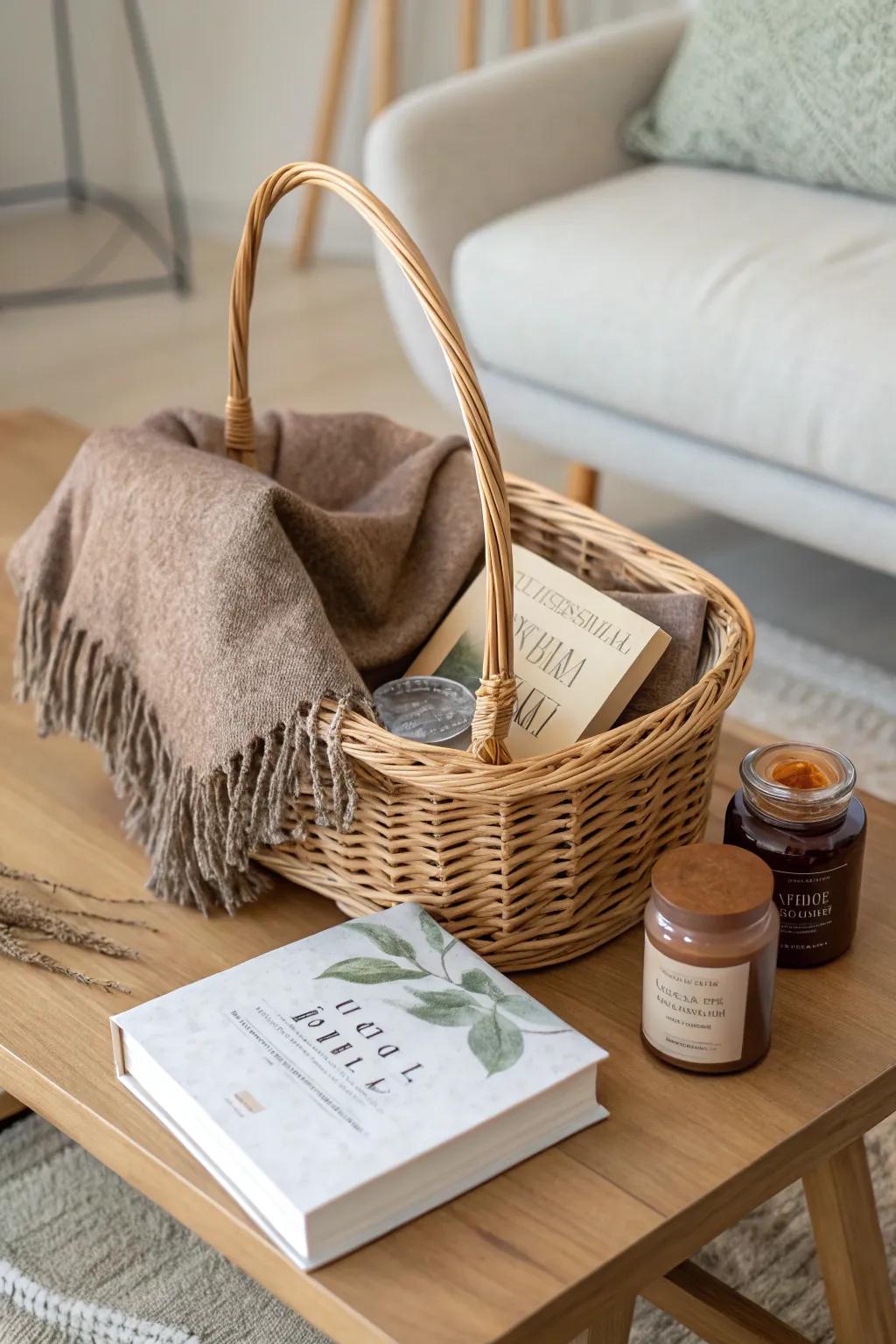 Transform chilly evenings into a cozy retreat with our Cozy Night In Basket - the perfect gift for lovers of warmth and simplicity.