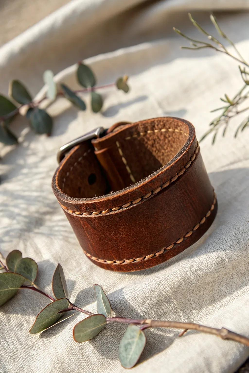 Embrace rustic elegance with handcrafted leather belt cuffs, where sustainability meets style.