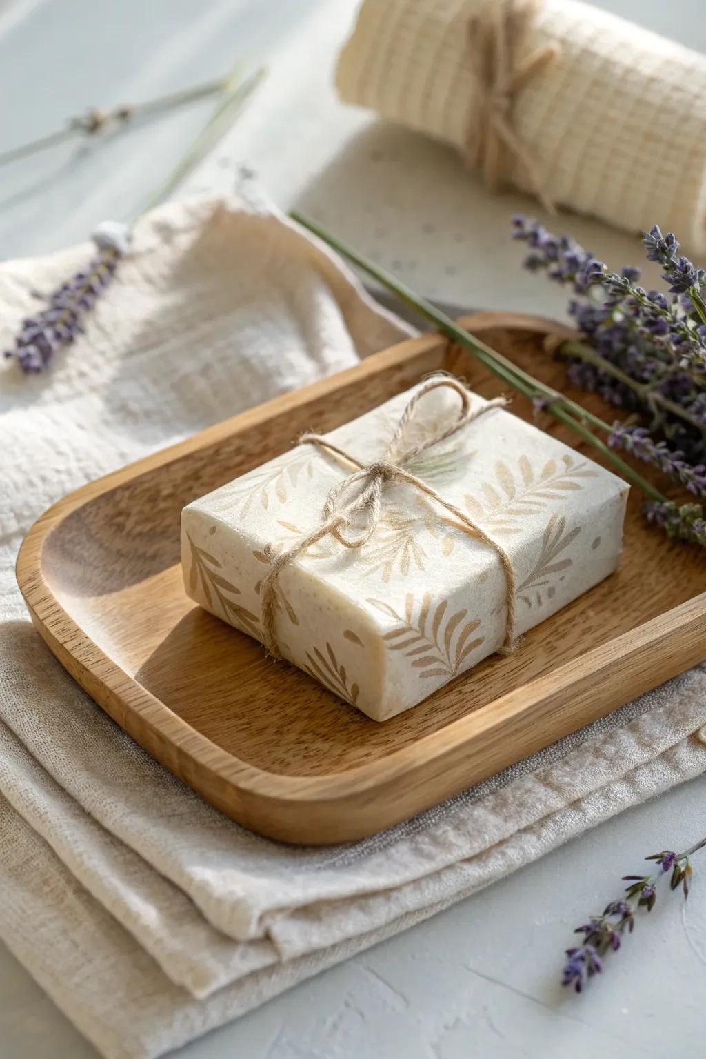 Elevate your gift-giving with beautifully wrapped handmade soaps that speak the language of simplicity and elegance.
