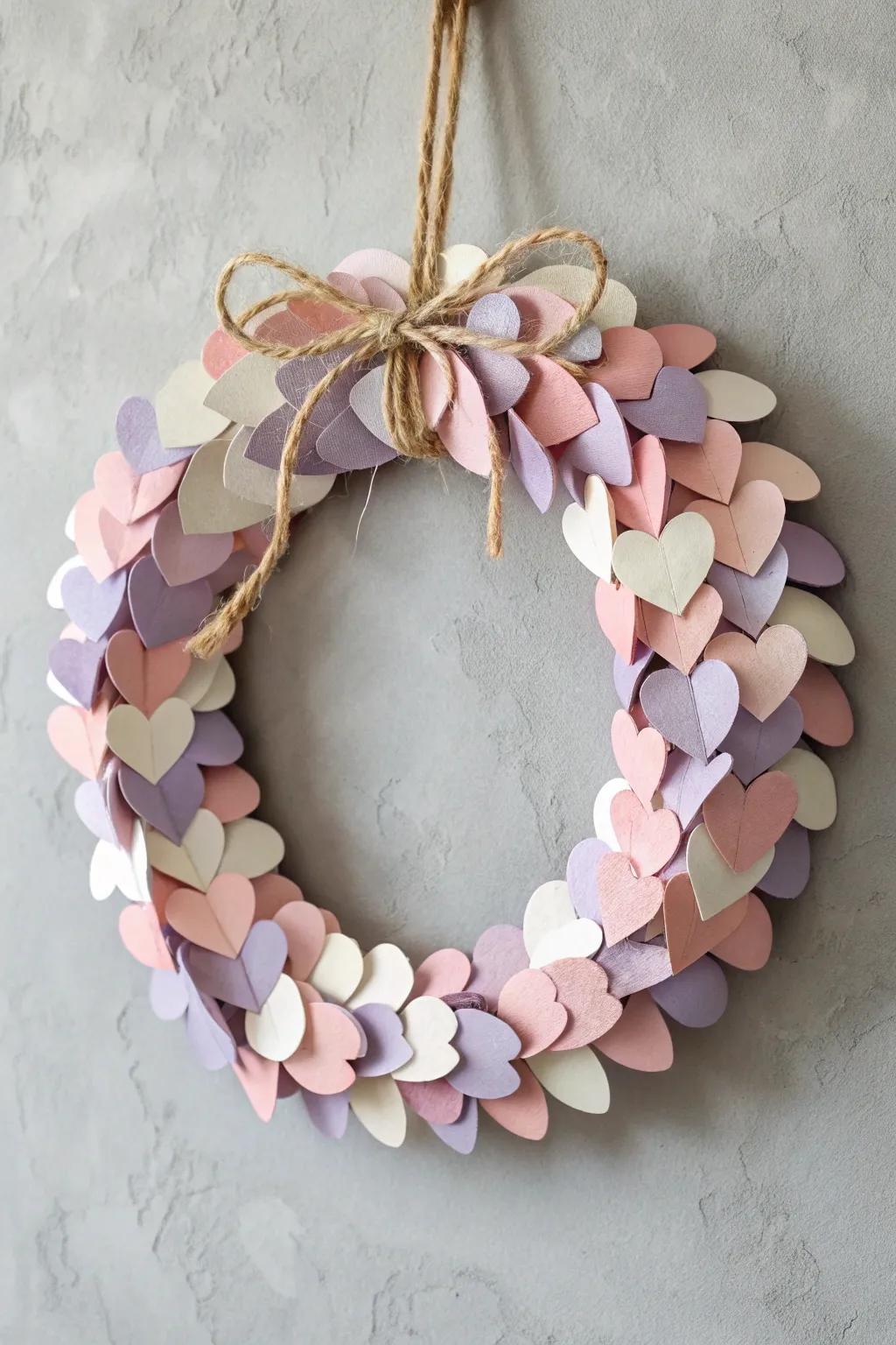 Embrace simplicity and charm with this DIY construction paper wreath, perfect for a touch of handmade elegance this Valentine's Day.