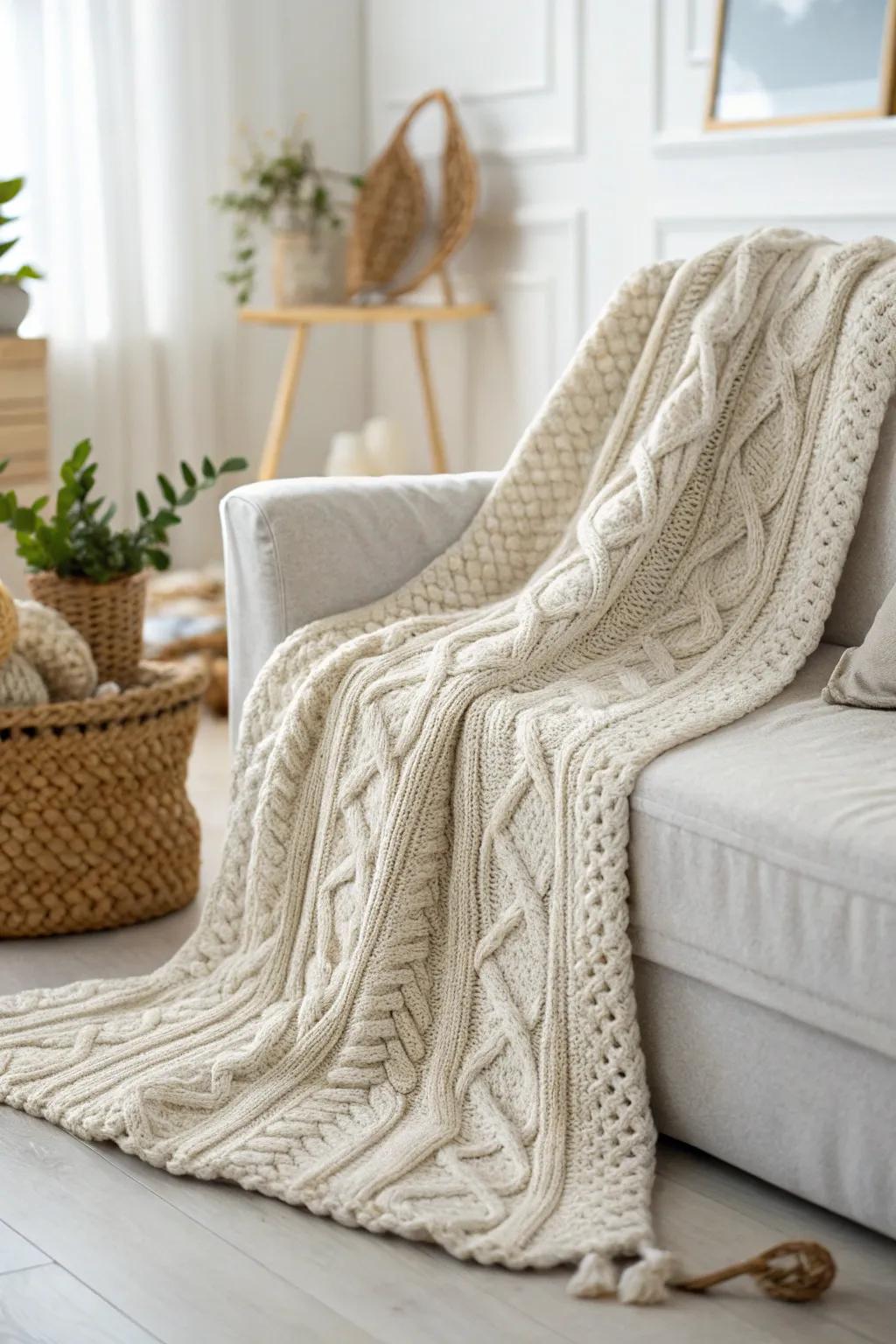 Wrap yourself in warmth and style with this handcrafted cozy knit blanket, perfect for a serene Valentine's evening.