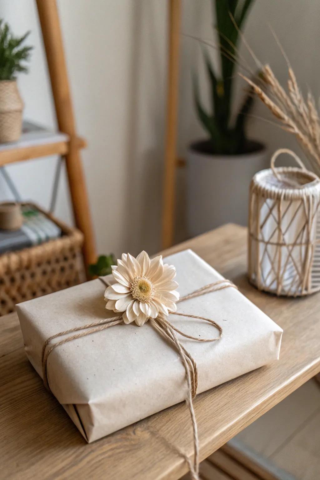 Elevate your gift wrapping with the timeless charm of pressed floral accents.