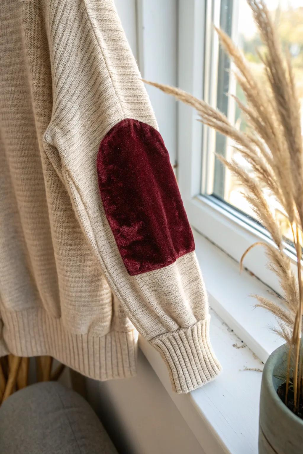 Elevate your sweater game with stylish velvet patches—where elegance meets cozy craftsmanship.