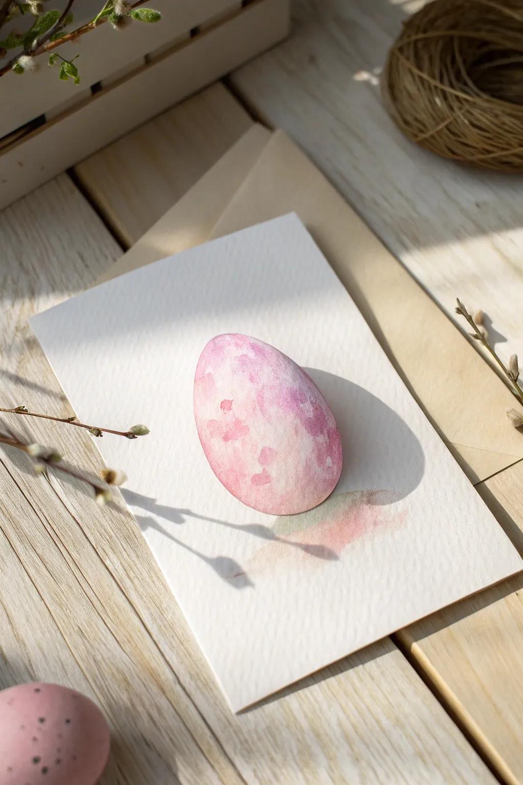 Embrace the elegance of simplicity with a minimalist watercolor Easter card. #MinimalistMagic #EasterArt