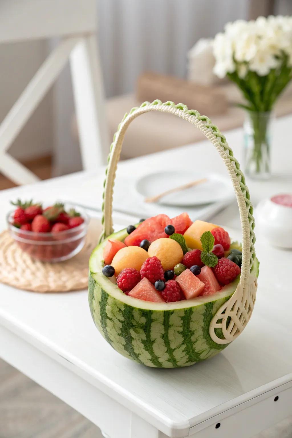 Delight in the charm of mini melon baskets, where simplicity meets natural beauty.