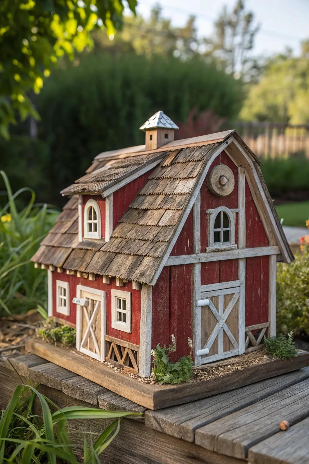 Transform your garden with a charming mini farmhouse barn cover for your well pump, blending rustic elegance with functional design.
