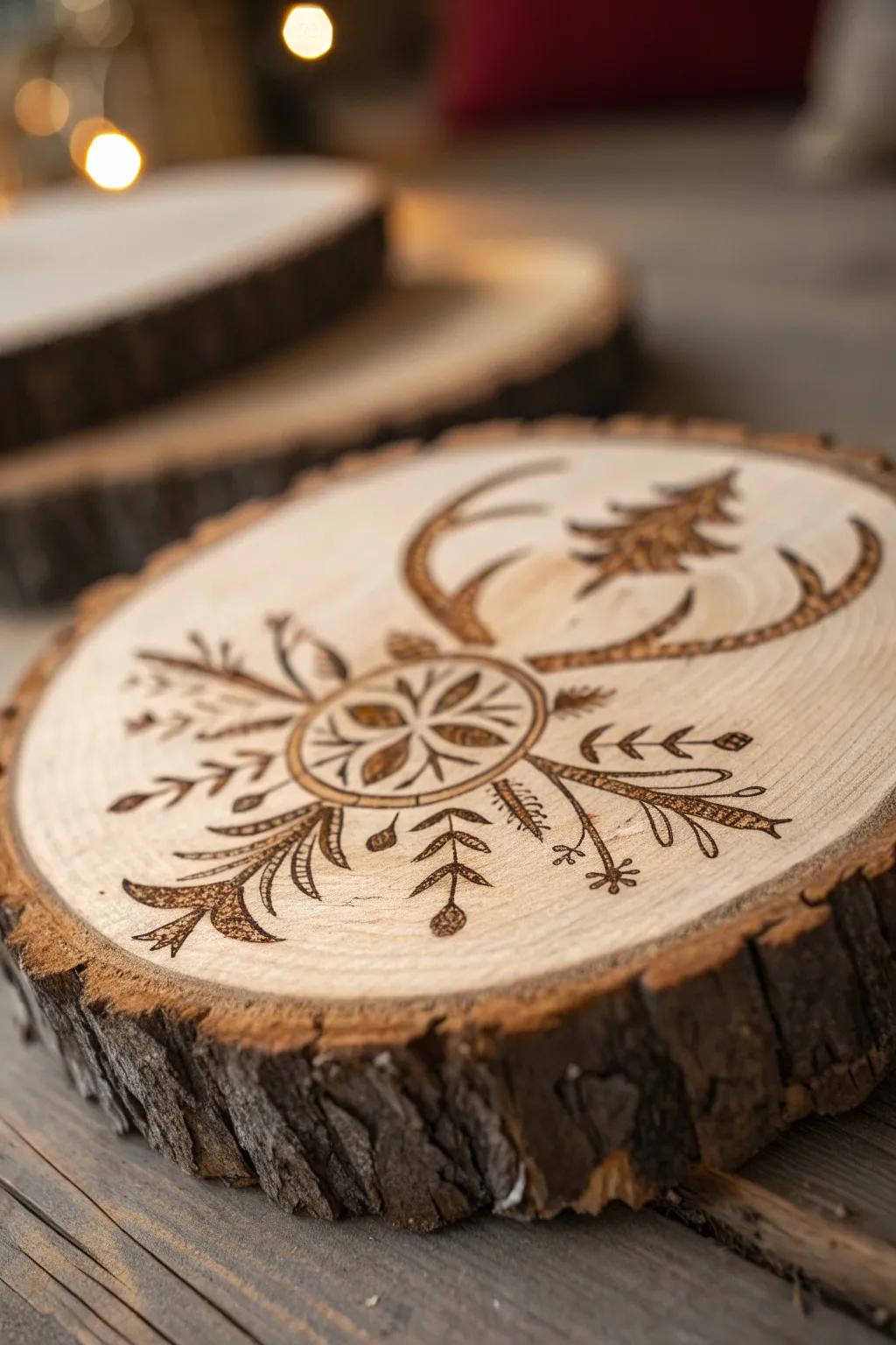 Discover the timeless beauty of rustic wood-burning art.