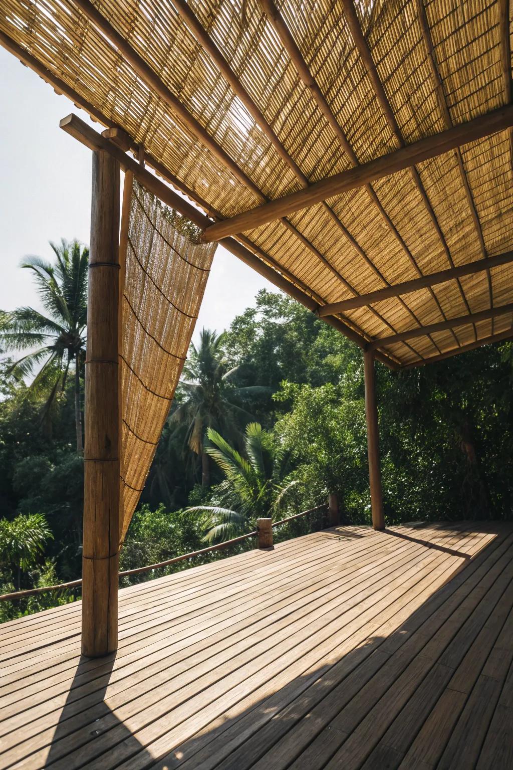 Bamboo Elegance: Transform your deck with eco-friendly shades that blend craftsmanship and tropical charm.