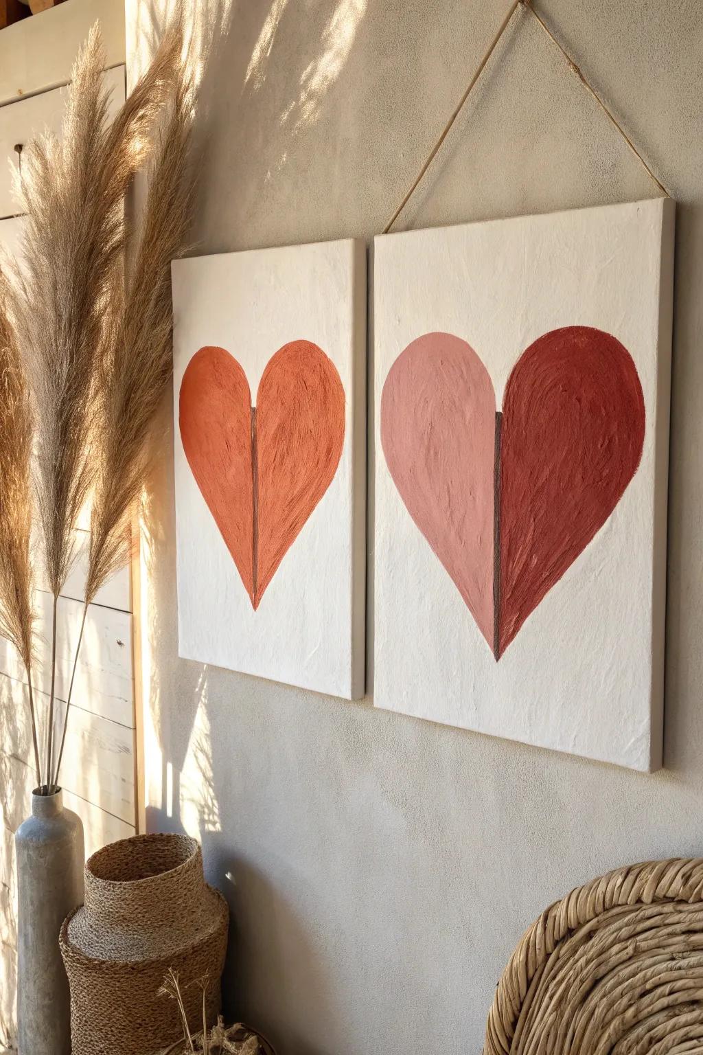 Unite hearts with split canvas art: the perfect blend of minimalism and bold expression.