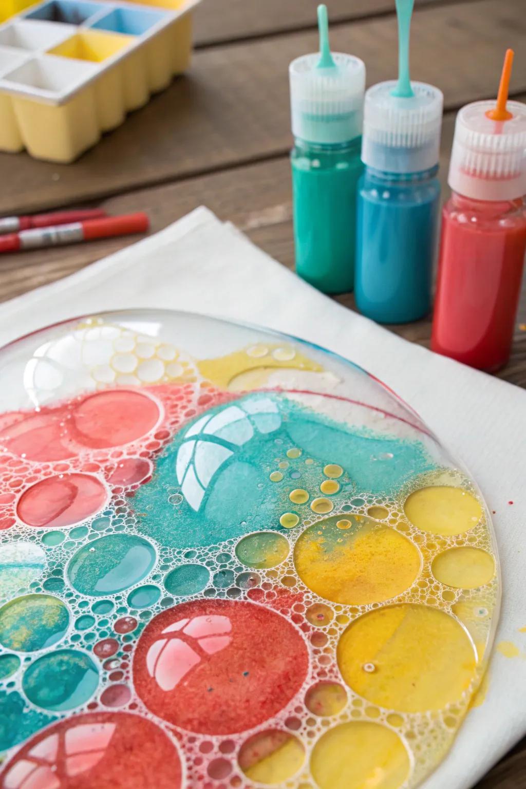 Discover the joy of bubble painting – where creativity and playfulness meet in a splash of vibrant colors!