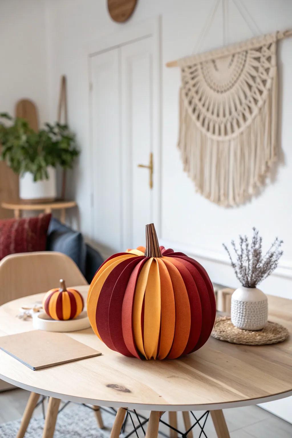 Embrace the season's charm with this stunning 3D layered paper pumpkin, a perfect blend of minimalist elegance and festive flair.