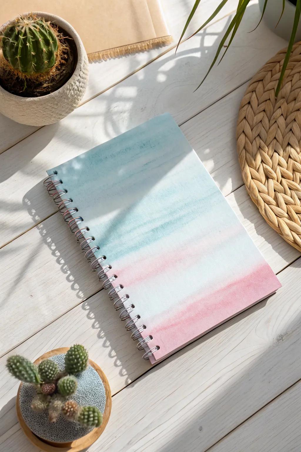 Transform your notebook into a dreamy masterpiece with a simple watercolor wash. Perfect for the minimalist at heart.