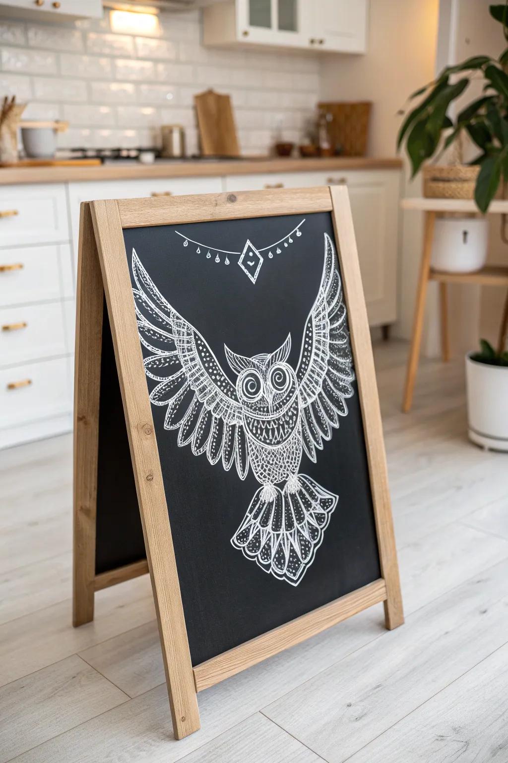 Bring your kitchen to life with quirky animal chalk art—where whimsy meets Scandinavian elegance.