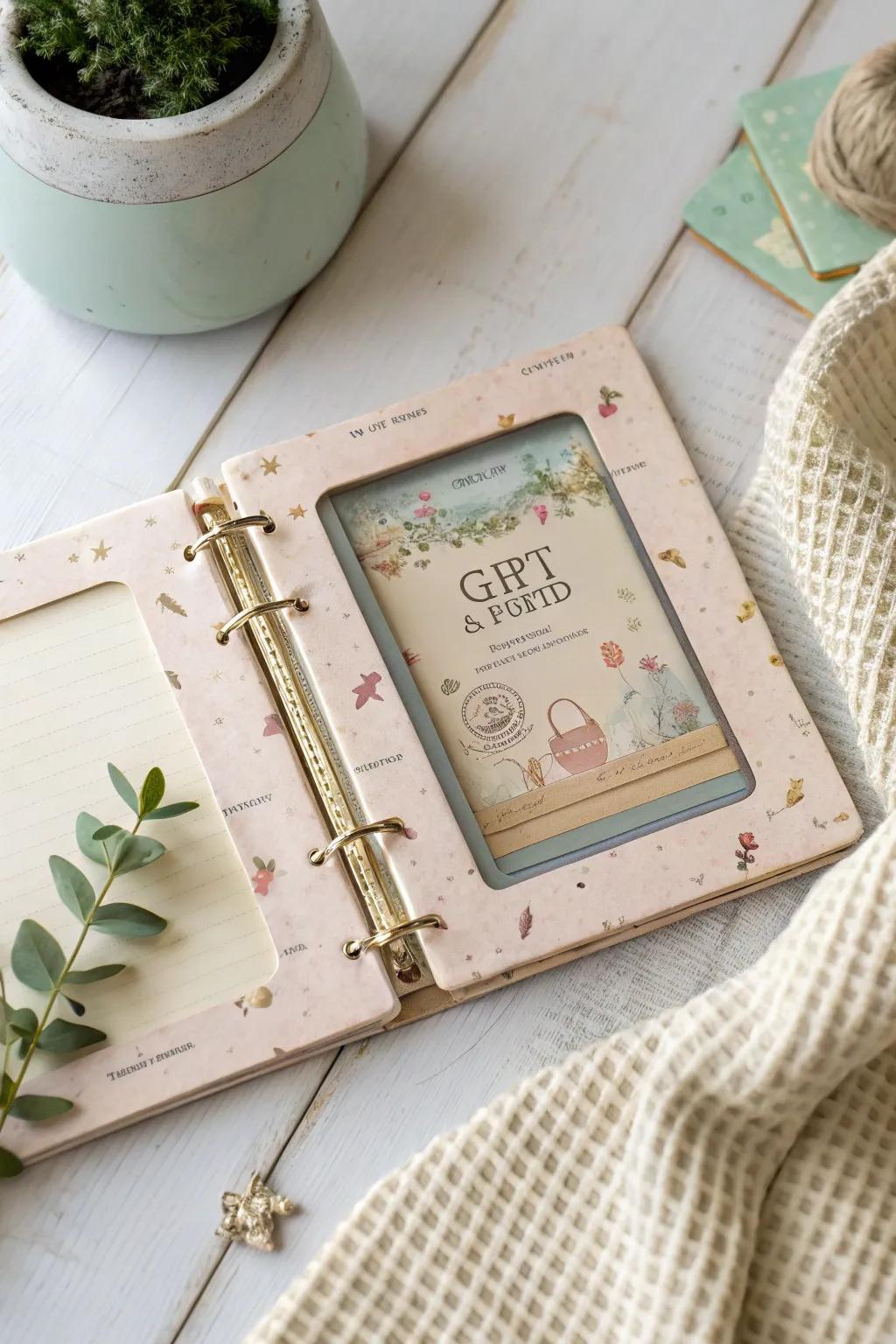 Transform nostalgia into a delightful surprise with a vintage book secret compartment for your baby shower gift card.