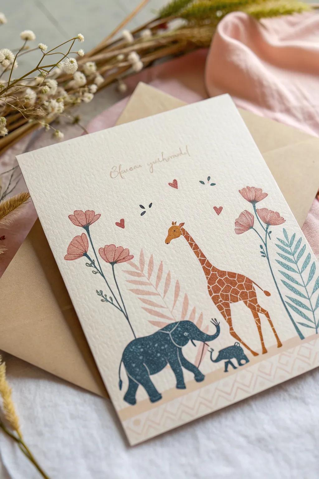 Invite with Charm: A whimsical animal parade for your baby shower celebration!