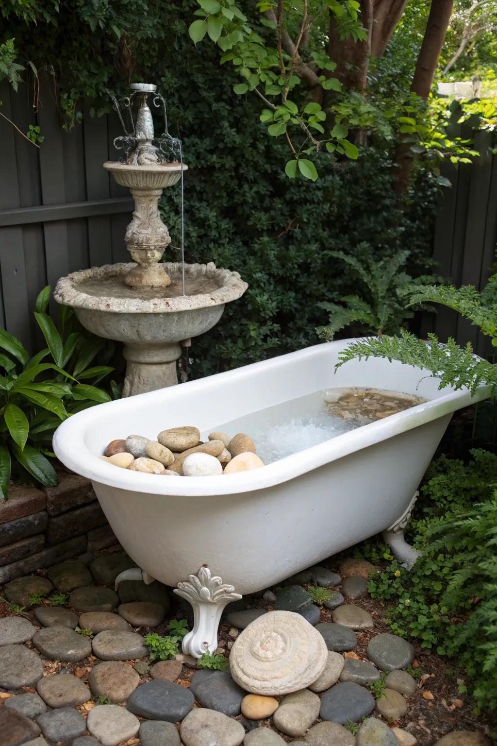 Transform your garden into a sanctuary with a bird-friendly bath: simplicity meets nature in perfect harmony.