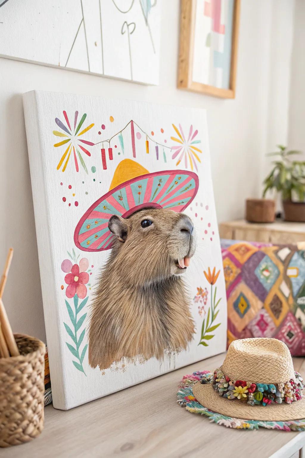 Unlock your creativity with a charming capybara portrait that blends whimsy with minimalist elegance!