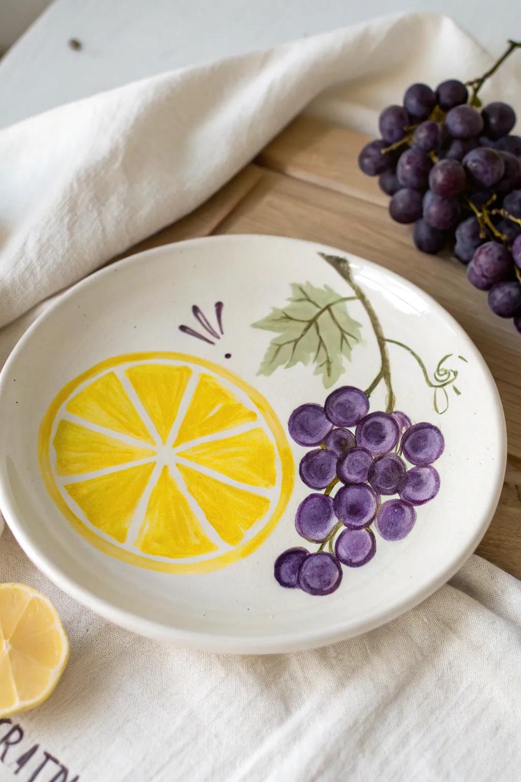 Add a splash of color to your kitchen with hand-painted fruit plates that celebrate simplicity and natural beauty.