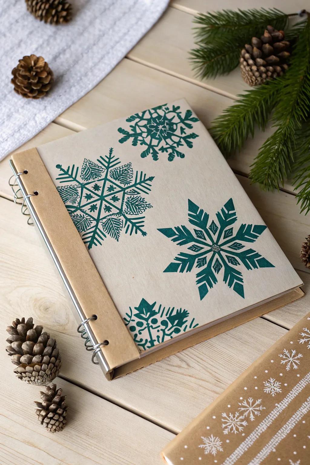 Capture the essence of winter with a minimalist binder cover design that combines Scandinavian simplicity with boho charm.