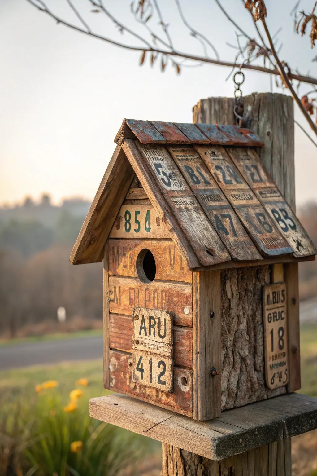 Elevate your garden decor with a birdhouse that tells a story through vintage charm.